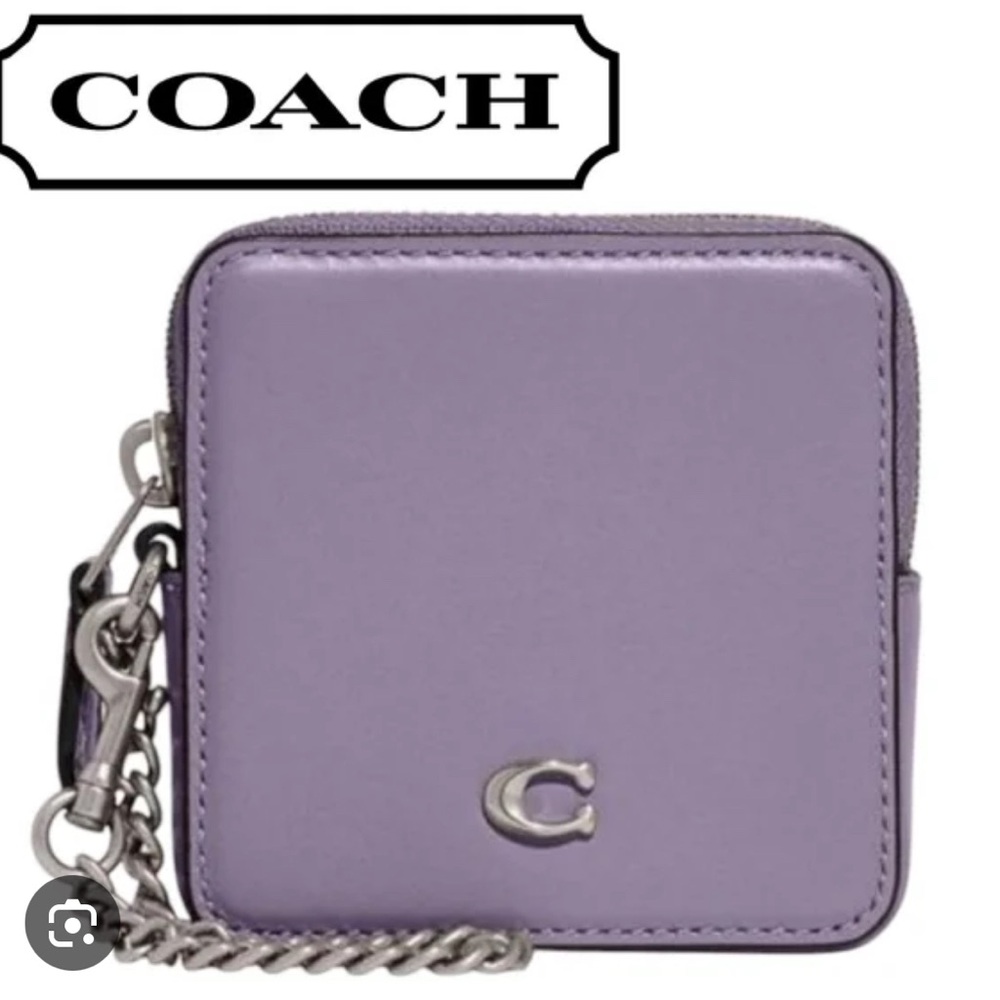 Coach Lavender Leather Wallet with Chain